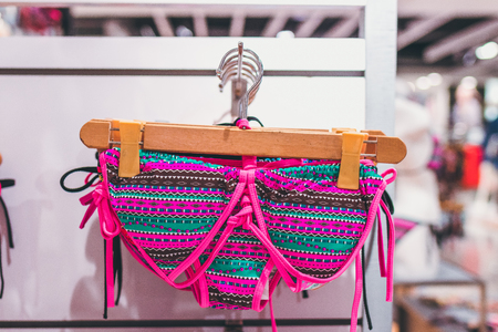 Close-up of sexy women panties in the fashion store. Sexy panties in shopping mall.の写真素材