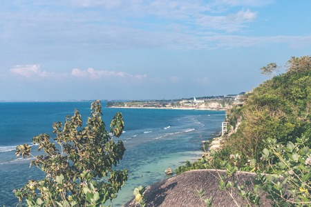 Beautiful sea with blue sky on sunny day. Ocean landscape. Bali island.の写真素材