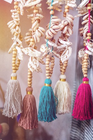 Key chain hanging in the shop on the island of Bali.の写真素材