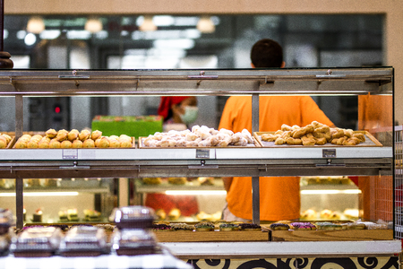 Fresh bakery products in the shop. Bali island. Indonesia.の写真素材