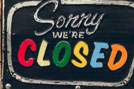 Closed sign wooden board. Bali island, Indonesia.