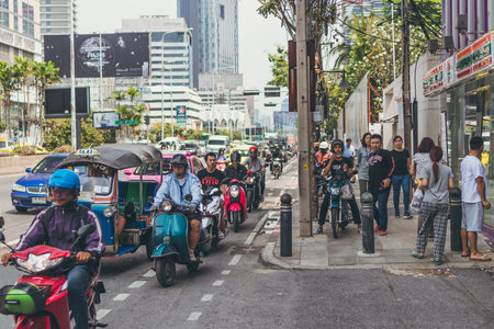 BANGKOK, THAILAND - FEBRUARY 2, 2018: Bangkok street at day time.