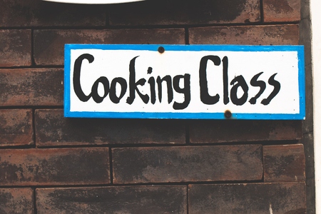 Cooking class sign board. Bali island, Indonesia.の写真素材