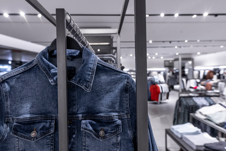 Men casual clothing shop. Men shop, men clothes in the shopping mall.の写真素材