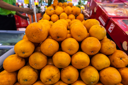 Fresh organic mandarins on a local food market, Bali island. Indonesia.の写真素材