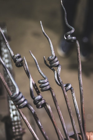 Forged items. Iron, metal, design. Steel production.