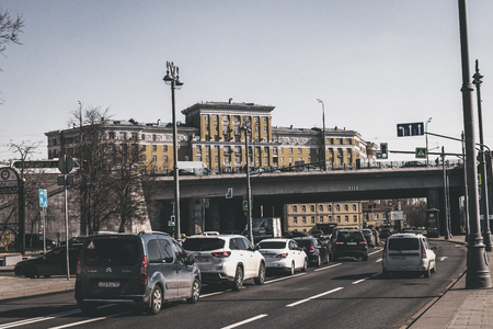 MOSCOW, RUSSIA - MAY 19, 2019: Kotelnicheskaya Embankment. Moscow, Russia. Cityscape.のeditorial素材
