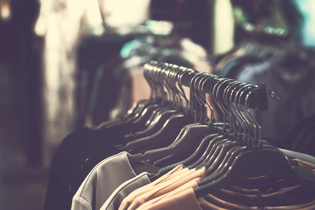 Women clothes in shopping mall. Fashion store. Fashion clothes. Women clothing.の写真素材