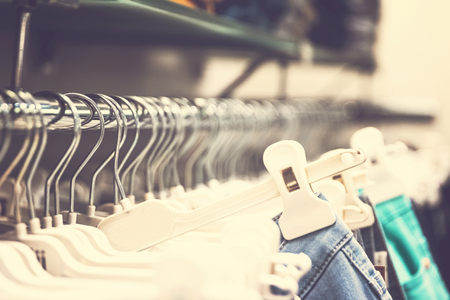 Women clothes in shopping mall. Fashion store. Fashion clothes. Women clothing.の写真素材