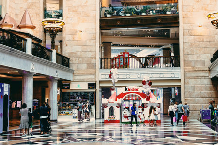 MOSCOW, RUSSIA - JUNE 5, 2019: Mall interior, shopping mall architecture.