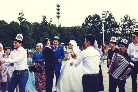 MOSCOW, RUSSIA - MAY 31, 2019: Kazakh dance in traditional costume at VDNKH.のeditorial素材