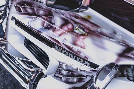 MOSCOW, RUSSIA - JUNE 5, 2019: Closeup of Honda motorcycle on the street.のeditorial素材