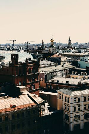 MOSCOW, RUSSIA - JUNE 5, 2019: Roof view of Moscow street.のeditorial素材