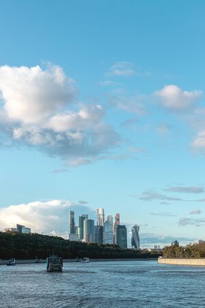 MOSCOW, RUSSIA - SEPTEMBER 14, 2019: Cityscape, view from the Moscow river.のeditorial素材