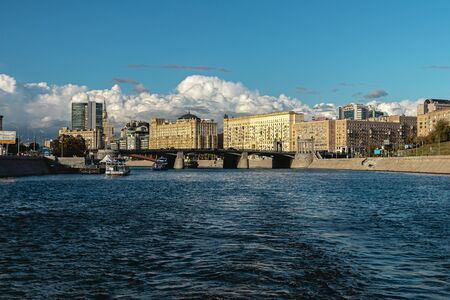 MOSCOW, RUSSIA - SEPTEMBER 14, 2019: Cityscape, view from the Moscow river.のeditorial素材