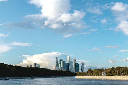 MOSCOW, RUSSIA - SEPTEMBER 14, 2019: Cityscape, view from the Moscow river.のeditorial素材