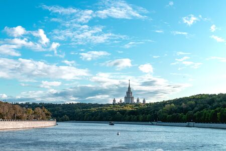 MOSCOW, RUSSIA - SEPTEMBER 14, 2019: Cityscape, view from the Moscow river.のeditorial素材