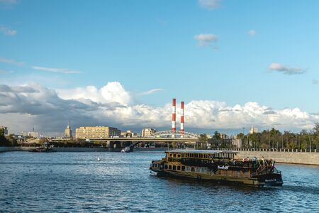 MOSCOW, RUSSIA - SEPTEMBER 14, 2019: Cityscape, view from the Moscow river.のeditorial素材