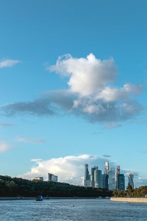 MOSCOW, RUSSIA - SEPTEMBER 14, 2019: Cityscape, view from the Moscow river.のeditorial素材
