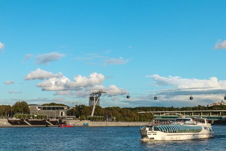 MOSCOW, RUSSIA - SEPTEMBER 14, 2019: Funicular way, view from the river.のeditorial素材