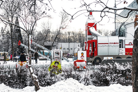 MOSCOW, RUSSIA - JANUARY 12, 2020: VDNKh at winter day. Russian famous park.