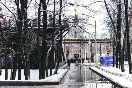 MOSCOW, RUSSIA - JANUARY 12, 2020: VDNKh at winter day. Russian famous park.のeditorial素材