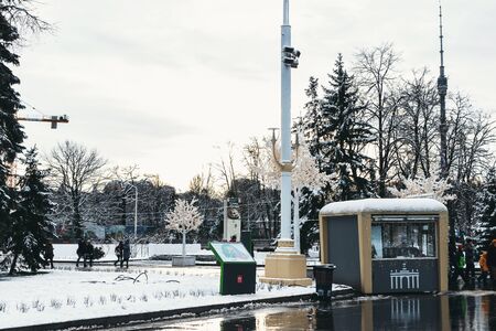 MOSCOW, RUSSIA - JANUARY 12, 2020: VDNKh at winter day. Russian famous park.のeditorial素材