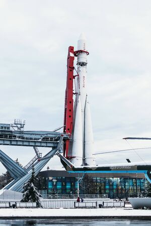 MOSCOW, RUSSIA - JANUARY 12, 2020: VDNKh at winter day. Russian famous park.のeditorial素材
