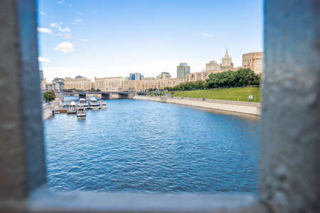 MOSCOW, RUSSIA - JULY 27, 2020: Berezhkovskaya embankment, view from the bridge. Beautiful view.の写真素材