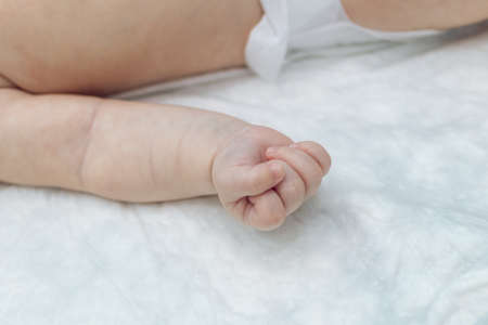 Baby hand, closeup shot. Child hand, newborn.の写真素材