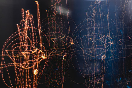 Long exposure background. Urban light painting. Abstract lines.