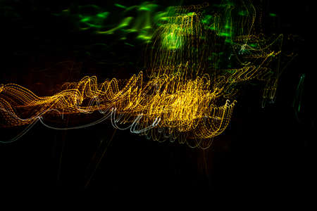 Long exposure background. Urban light painting. Abstract lines.の写真素材