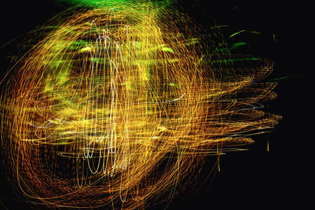 Long exposure background. Urban light painting. Abstract lines.の写真素材