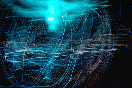 Long exposure background. Urban light painting. Abstract lines.