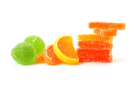 Color fruit jelly on white backgroundの写真素材