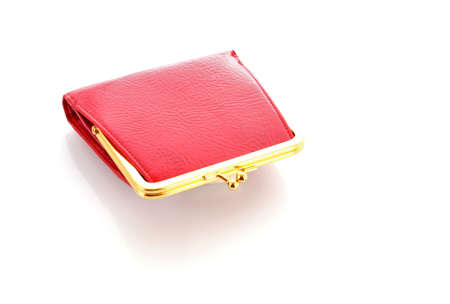 Red  women purse on whiteの写真素材