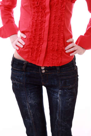 beautiful woman in blue jeansの写真素材