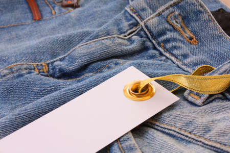 label on the blue jeansの写真素材