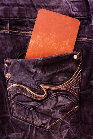 Blank leather label for text on jeansの写真素材