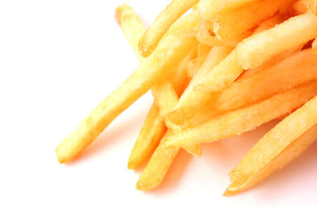 delicious french fries potatoes on whiteの写真素材