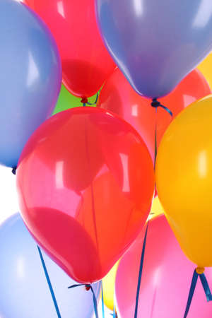Flying balloons isolated on whiteの写真素材