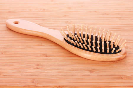 Hair Brush on brown backgroundの写真素材