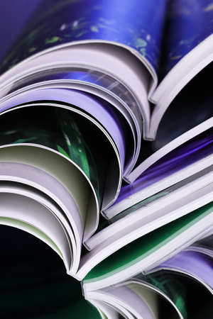 magazine on blue backgroundの写真素材