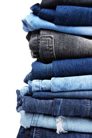 lot of blue jeans isolated on white lot of blue jeans isolated on white