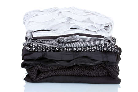 pile of clothes isolated on whiteの写真素材