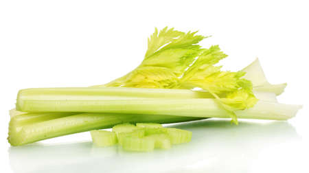 fresh slised green celery isolated on white
の写真素材