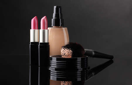 cosmetics isolated on blackの写真素材