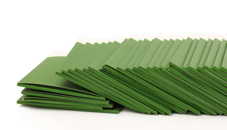 Many green folders isolated on whiteの写真素材