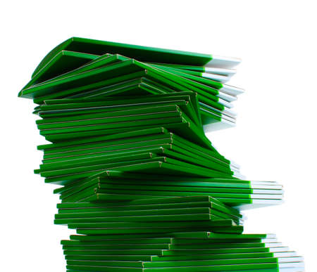Many green folders isolated on whiteの写真素材
