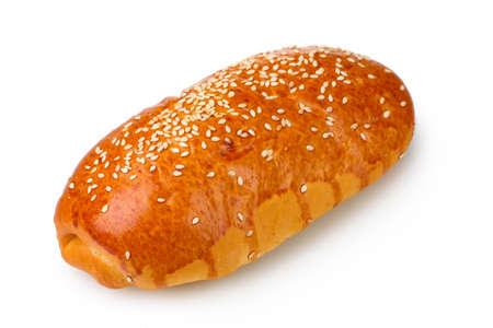 One roll bread isolated on whiteの写真素材